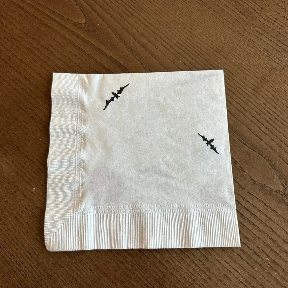 Vintage Halloween Paper Napkin Scarecrow Ghost Bat Mid Century Modern Decor